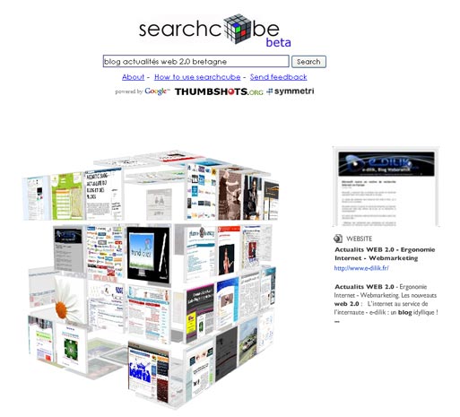 Moteur de recherche en 3D : Searchcube